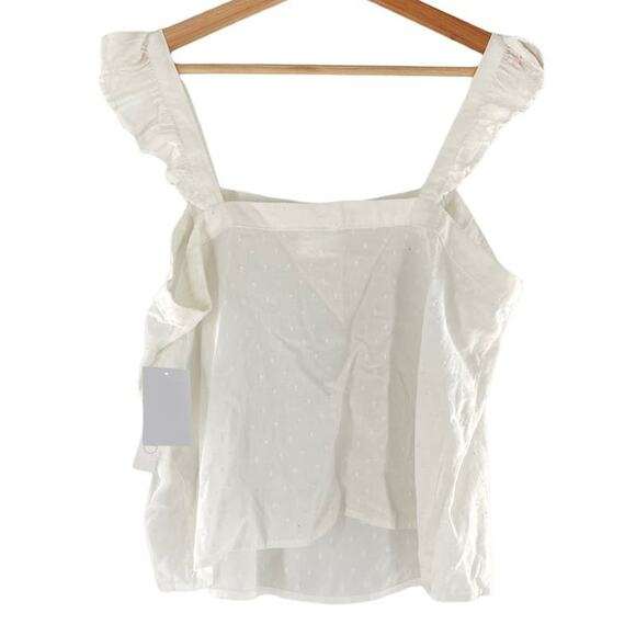 Abound Lightweight Swiss Dot Ruffle Strap Top Size XL/Extra Large in White NWT - Picture 2 of 6
